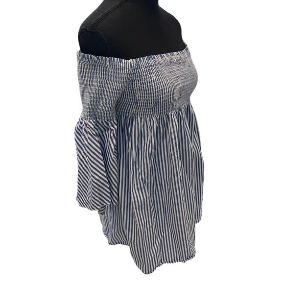 Zara Striped Off The Shoulder Mini Dress Woman Medium - Picture 3 of 9